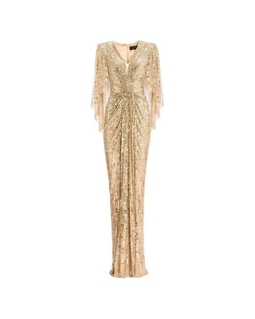 Jenny Packham Natural Carrie V-Neck Dress
