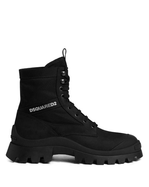 DSquared² Black Logo-print Lace Up Boots for men