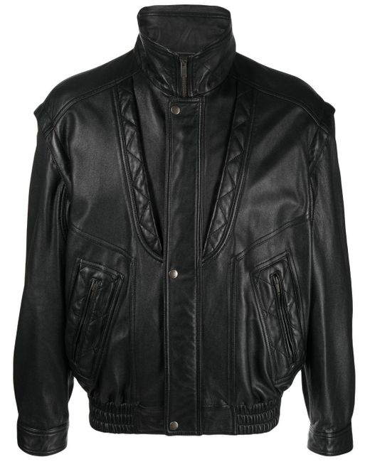 Veste en cuir à design matelassé Saint Laurent pour homme en coloris Black