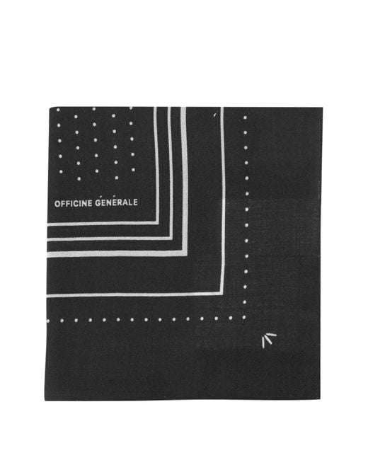 Officine Generale Black Polka-Dot Wool Scarf for men
