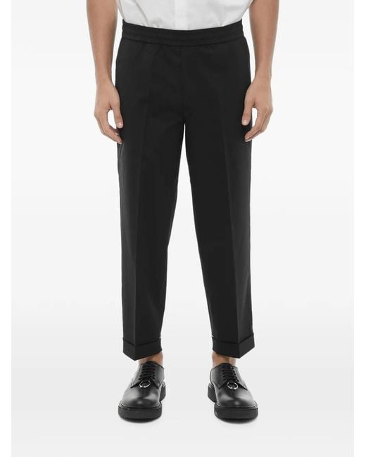 Neil Barrett Black Elasticated-Waistband Turn-Up Trousers for men