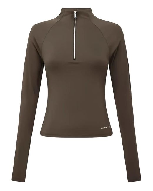 Top Sportivo Routine A Maniche Lunghe Con Zip di P.E Nation in Brown