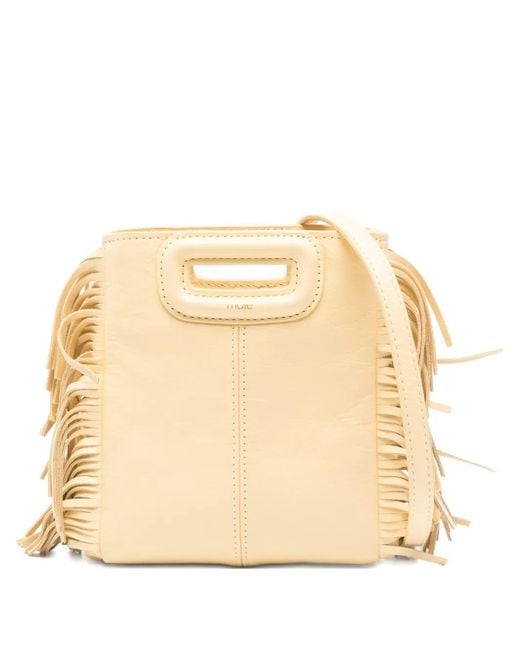 Maje Natural Matte Crackled Leather M Mini Bag