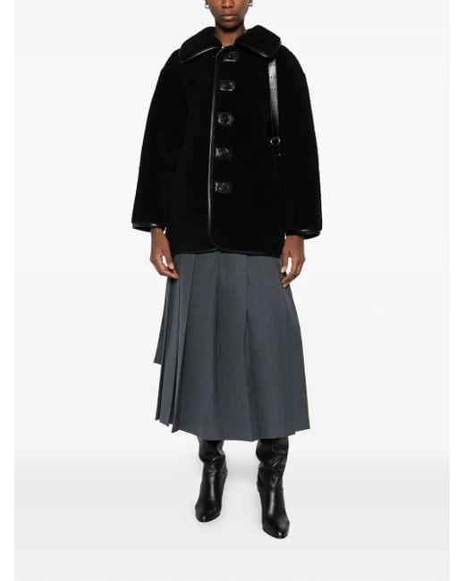 Low Classic Black Button-Fastening Teddy Jacket