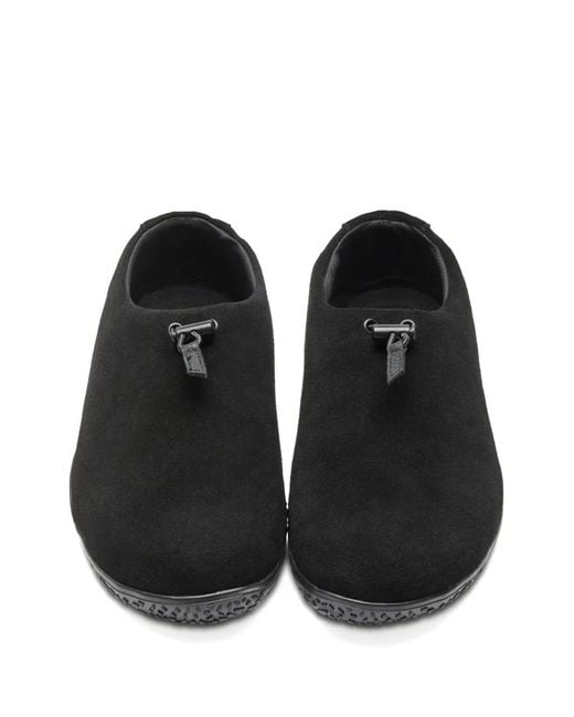 Suicoke Black Leather Slip-On Sneakers