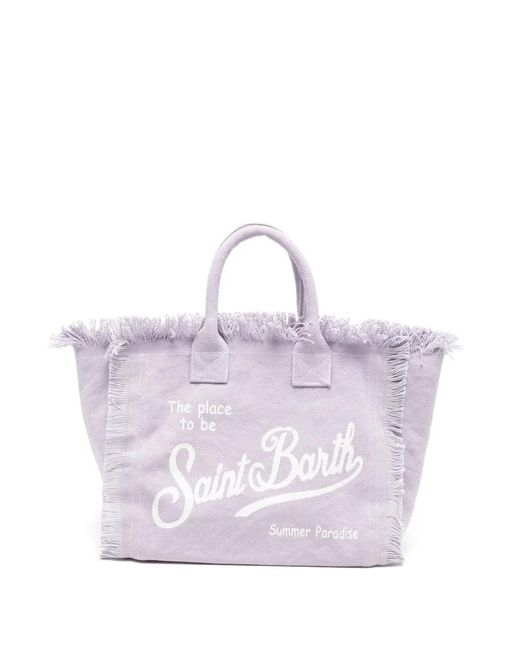 Mc2 Saint Barth Purple Colette Frayed-Detail Tote Bag