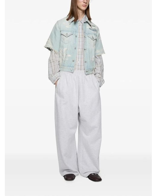 Acne Blue Distressed Denim Jacket for men
