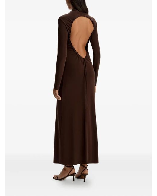 12 STOREEZ Brown Open-Back Maxi Dress