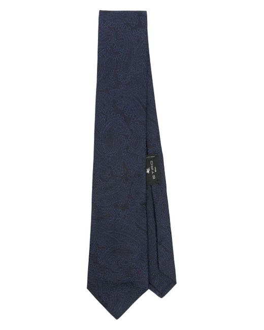 Etro Blue Patterned-Jacquard Silk Tie for men