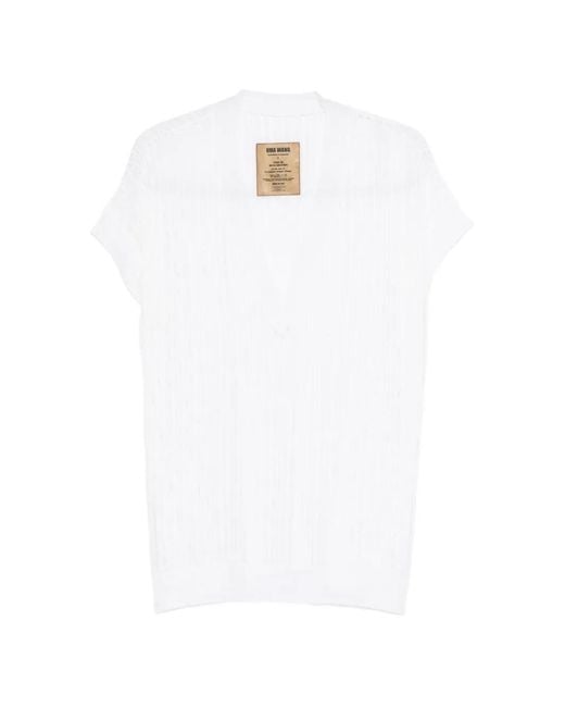 Uma Wang White V-Neck Knitted Top