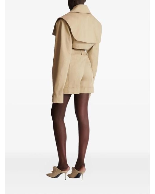 Balmain Natural Belted-Waist Shorts