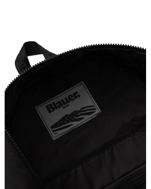 Blauer Black Logo-Print Zip-Pocket Backpack for men