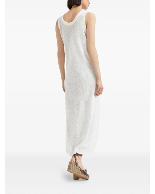Robe En Maille À Coupe Longue Brunello Cucinelli en coloris White