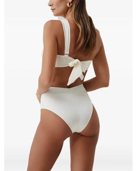 SOFIA ERHAN White One-Shoulder Ring-Detail Bikini