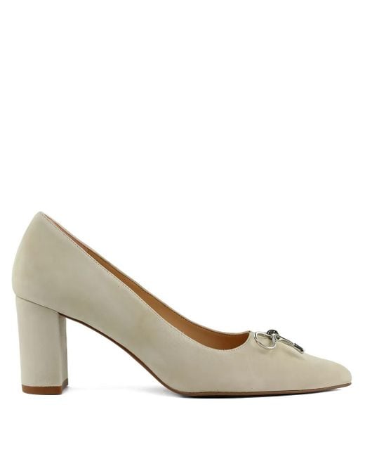 Peter Kaiser Metallic Bow-Detail Block-Heel Pumps