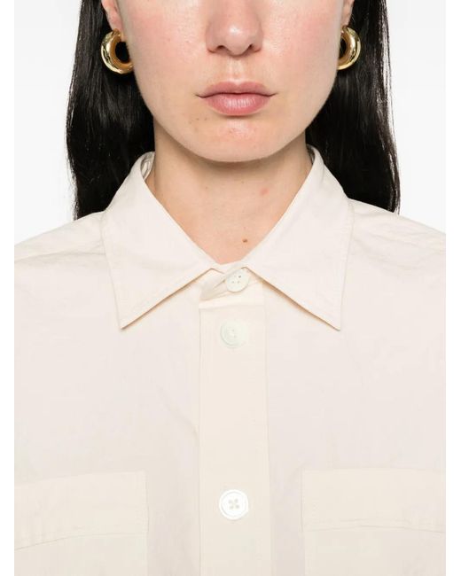 Nackiyé White Dad's Crop Pocket Frayed Shirt