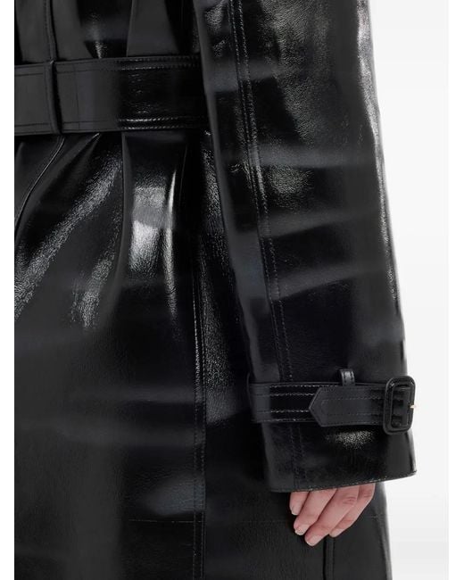 Roberto Cavalli Black Belted Leather Trench Coat