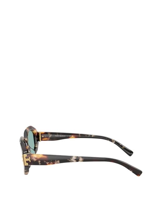 Tory Burch Green Double T Geometric-Frame Sunglasses