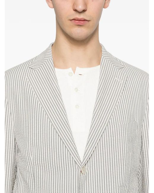 Eleventy White Striped Single-Breasted Jacket for men