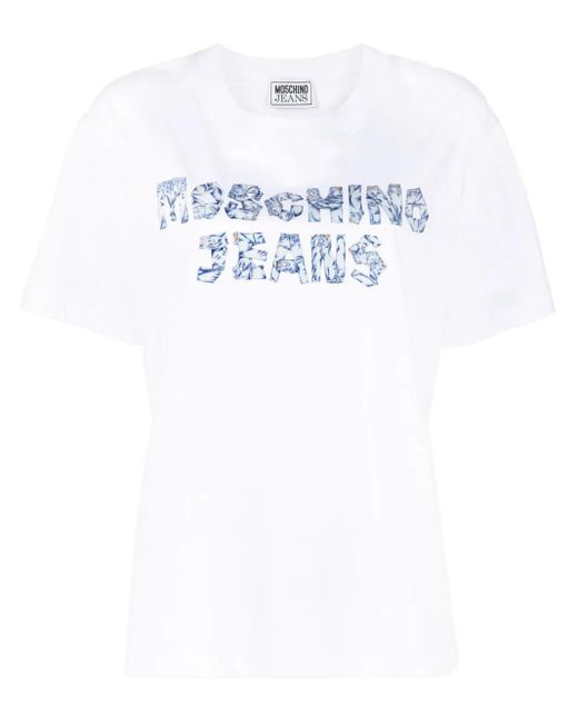 Moschino White Jeans Logo-Print T-Shirt