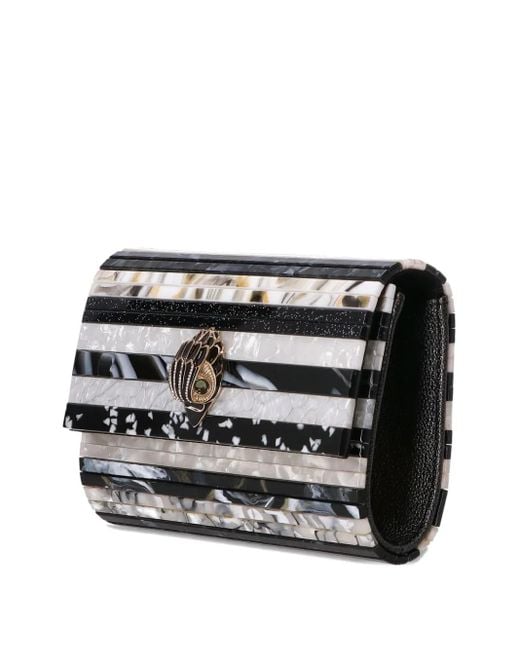 Kurt Geiger Black Mini Party Eagle Striped Clutch Bag