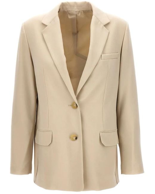 Helmut Lang Natural Single-Breasted Wool Blend Blazer