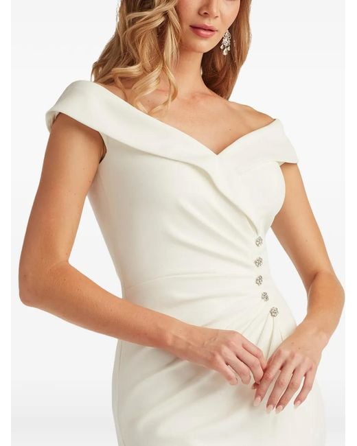 Tadashi Shoji White Embellished Slit Dress