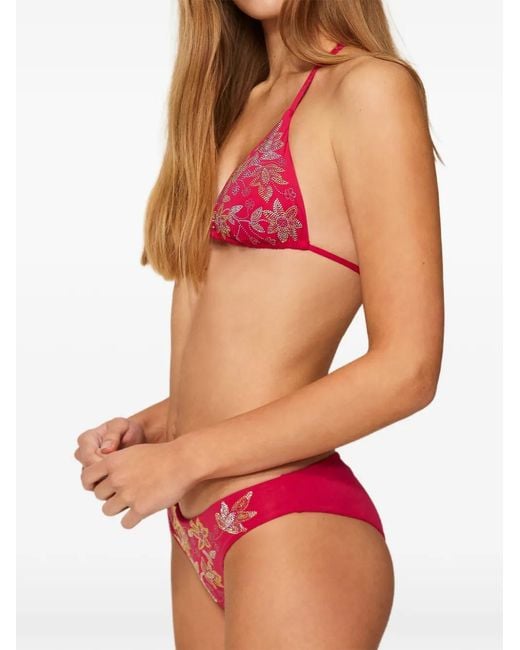 Twinset Red Triangle Bikini Top With Studs