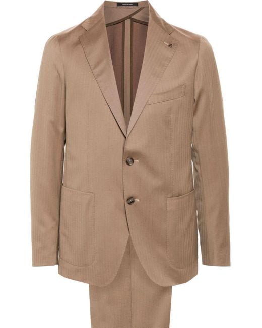 Tagliatore Brown Herringbone Single-breasted Suit for men