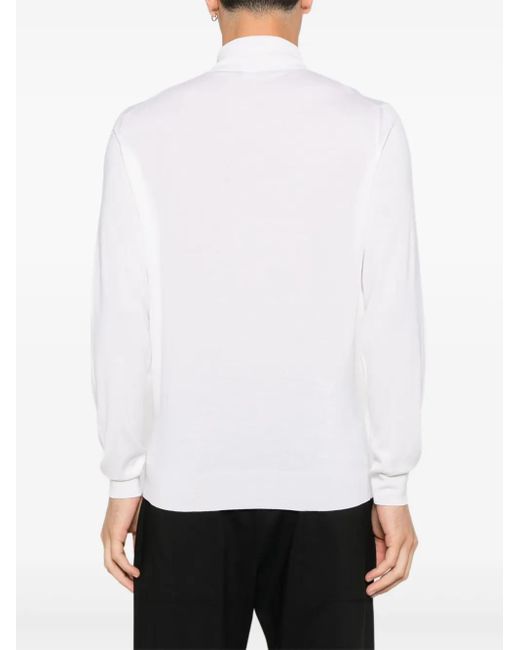 Fedeli White Roll-Neck Long-Sleeve Sweater for men