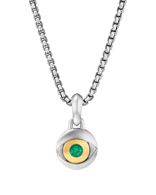 David Yurman Metallic Sterling Evil Eye Emerald Amulet (14.5Mm) for men