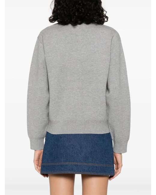 Sandro Gray Denim-Trim Polo Top