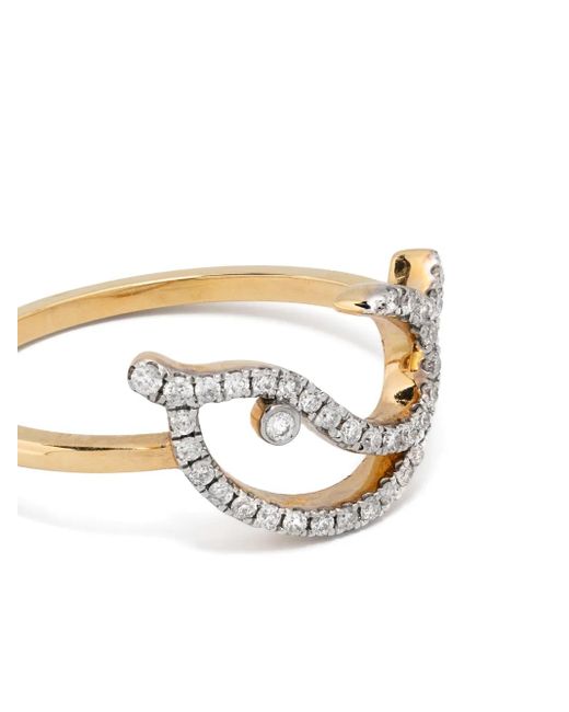 Yvonne Léon Metallic 18Kt Bague Fil Dauphin Diamonds Ring