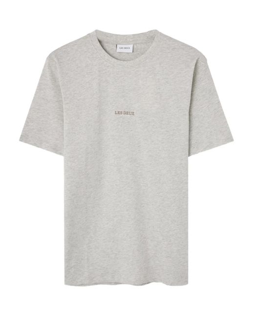 Les Deux Gray Dexter Embroidered Crew-Neck T-Shirt for men