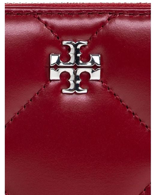 Tory Burch Red Kira Quilted-Design Small Wallet