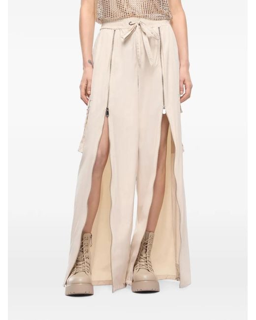 Pinko White Palazzo Trousers With Zip And Cargo Pockets