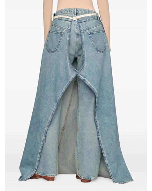 Maison Margiela Blue Jupe En Jean À Coupe Longue