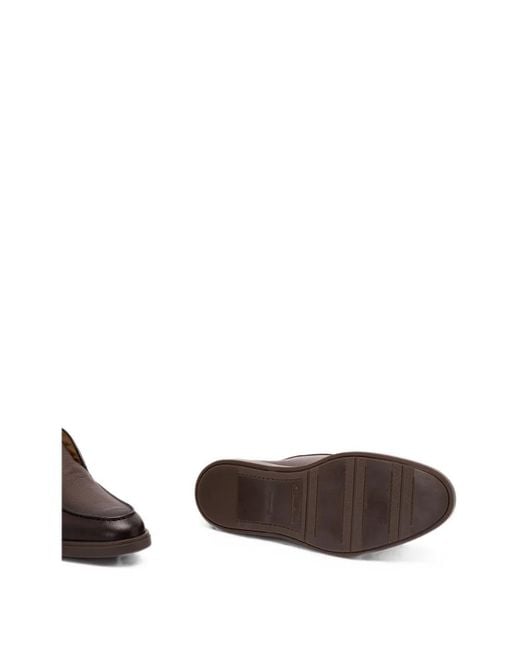 Santoni Brown Dragon Grained Leather Boots for men