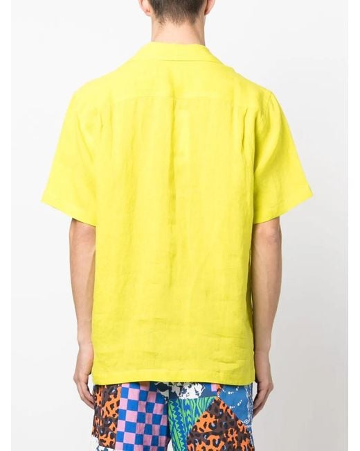 Orlebar Brown Yellow Maitan Linen Short-Sleeve Shirt for men