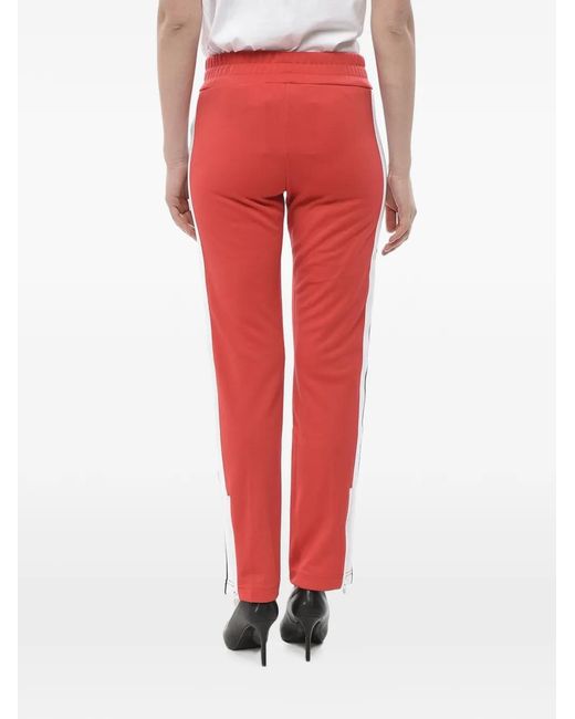 Palm Angels Red Logo-Print Side-Stripe Track Pants