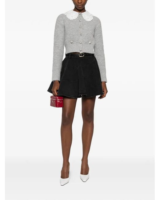 Self-Portrait Black Flared Miniskirt