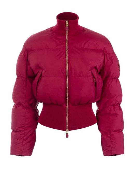 Elisabetta Franchi Red Ribbed Quilted Down Jacket