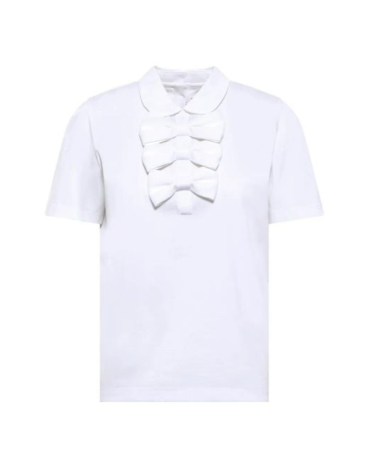 Noir Kei Ninomiya White Bow-Embellished Peter Pan Collar T-Shirt