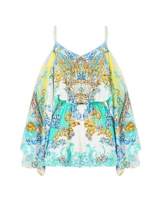 Camilla Blue Drop-Shoulder Playsuit