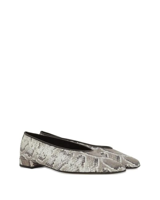 Giorgio Armani Gray Python-Print Squared Ballet Flats