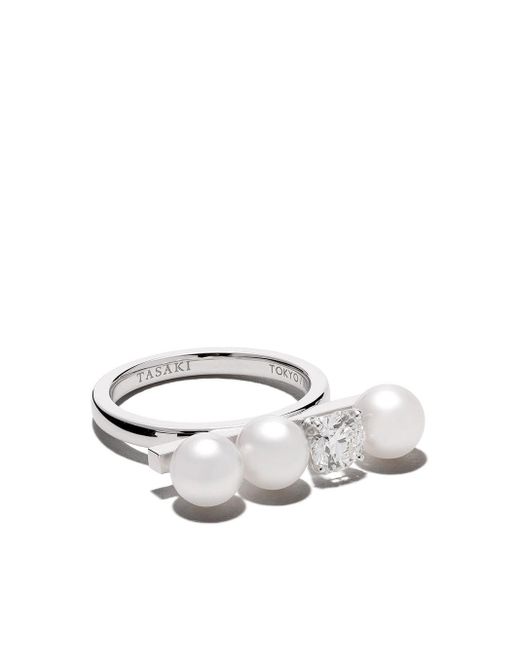 Tasaki 18kt White Gold Balance Solo Diamond And Akoya Pearl Ring