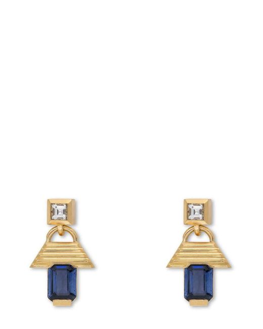 Azlee Metallic Large Escalier Sapphire Earrings
