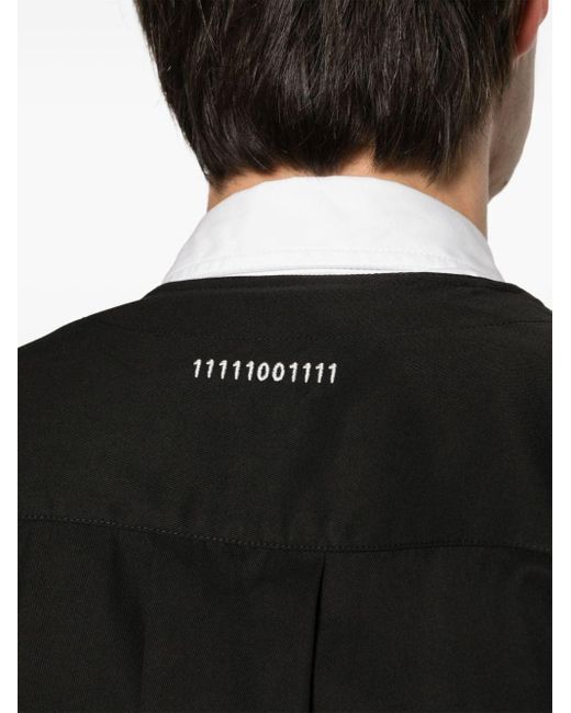 Societe Anonyme Black V-neck Cotton Shirt for men