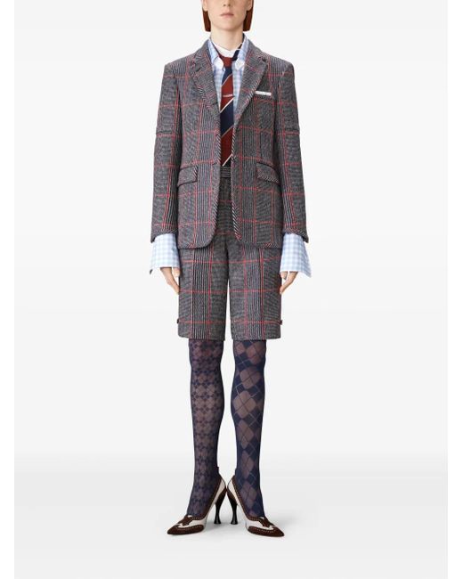Thom Browne Gray Hunting Tweed Armband Checked Blazer