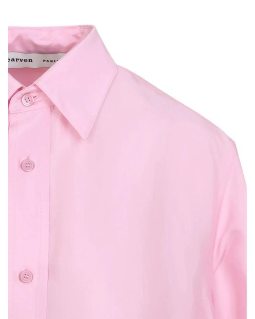 Carven Pink Button-Up Silk Shirt